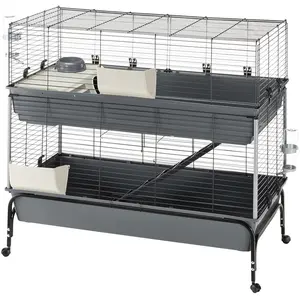 Comparateur de prix : Ferplast Clapier Rabbit 120 Double avec support 118x58x117 cm Gris