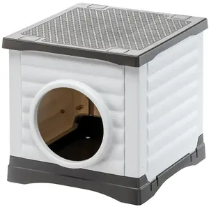 Comparateur de prix : Niche - FERPLAST - PETVILLA 50 - 38,5 x 43 x 38,5 cm -  Blanc / Gris