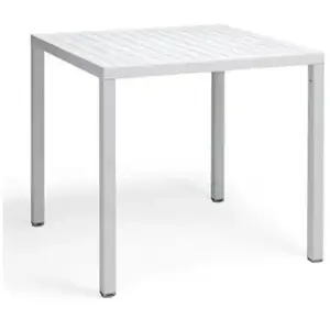NARDI table carré pour extérieur CUBE 80x80 cm (Blanc - Plateau en DurelTOP / Pieds en aluminium verni)