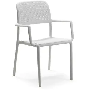 NARDI set de 4 chaises avec accoudoirs BORA pour extérieur CONTRACT COLLECTION (Blanc - Polypropylène) pas cher
