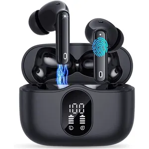 Ecouteurs Bluetooth Sans Fil, Oreillettes Bluetooth 5.3 avec HiFi Stéréo e 2 Réduction de Bruit Mic, Ecouteurs avec Ecran LCD 40h Durée de Lecture, pas cher