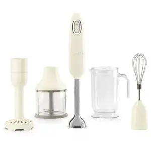 Mixeur plongeant et ses accessoires crème - Smeg - Beige - Plastique pas cher