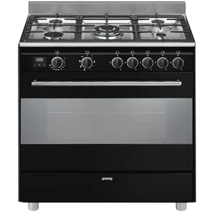 Comparateur de prix : Piano de cuisson gaz smeg bg91n2 concerto 90 cm noir