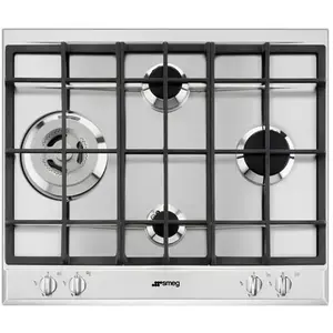 Comparateur de prix : Plaque de cuisson gaz Smeg P261XGH 4 zones 60 cm acier inoxydable