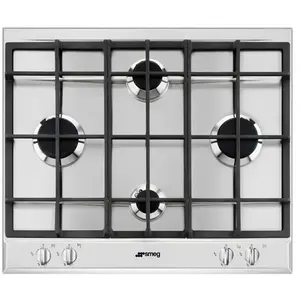 Table de cuisson Gaz SMEG P260XGH 4 foyers - Marque SMEG - Largeur 60cm - Acier inoxydable pas cher