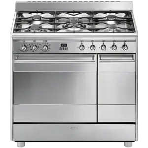 Comparateur de prix : Piano de cuisson gaz 79L Concerto L. 90 x H. 90 cm SCB92MX8 Smeg inox