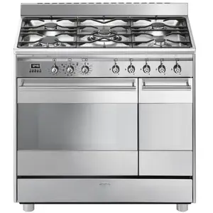 Smeg - piano de cuisson gaz 90cm 70l 5 feux inox scb92px8 - CDP-DROP-SCB92PX8 pas cher
