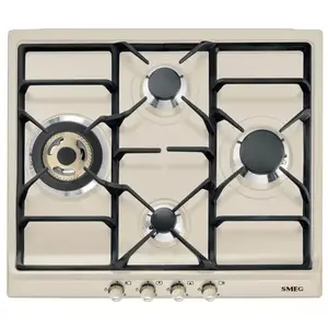 Comparateur de prix : Cuisinière à gaz intégrée Smeg SR764PO - Crème - 4 brûleurs - 8200 W