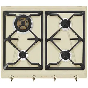 Smeg Smeg Coloniale SRV864POGH Table de cuisson au gaz Crème - 4 foyers pas cher