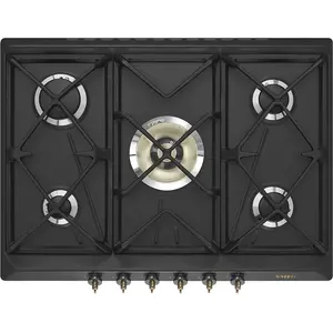 Table de cuisson à gaz Smeg Coloniale SRV876AOGH 5 zones anthracite pas cher
