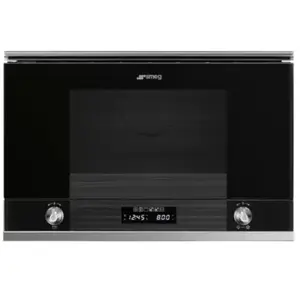 Smeg Smeg Linea MP122N1 - Four micro-ondes grill - encastrable - 850 Watt - noir pas cher
