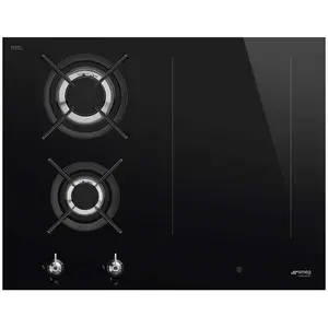 SMEG PM3643D, Table de cuisson à induction et à gaz CLASSICA, Black glass pas cher