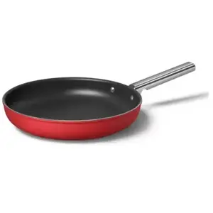Poêle aluminium antiadhésive 30 cm rouge mat Smeg pas cher