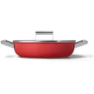 Sauteuse Smeg CKFD2811RDM 28 cm Rouge avec couvercle en verre pas cher
