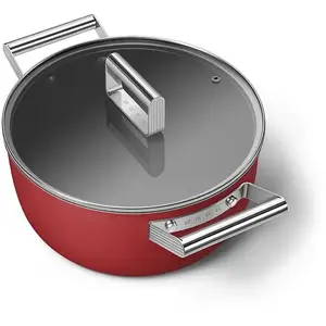 Comparateur de prix : Faitout Smeg CKFC2411RDM 24 cm Rouge avec couvercle en verre