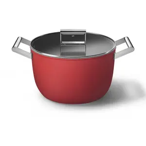 Comparateur de prix : Faitout Smeg CKFC2611RDM 26 cm Rouge avec couvercle en verre