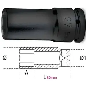 Beta - Douille à choc longue - 720L - x 1 - 80 mm - 1/2'' - 32 mm - 6 pansVendu paramazon