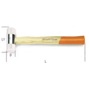 Maillet nylon manche en bois - 1390N - 60 mm - 380 mm - Beta pas cher