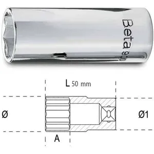 Beta BETA Douille 6 pans1/4" série longue - 900L - x 1 - 50 mm - 1/4''...