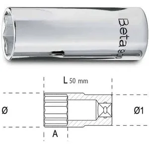 Beta - Douille 6 pans1/4 série longue - 900L - x 1 - 50 mm - 1/4'' - 7 mm - 6 pans pas cher
