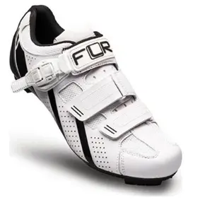 Chaussures vélo de route FLR Pro F15 cuir microfibres blanc sangles v pas cher