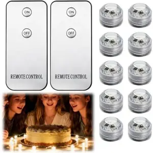 Ensemble De 10 Lampes Led Submersibles Et Étanches À Lumière Blanc Chaud, Comprenant 2 Télécommandes, Idéales Pour Les Aquariums, Les Spas, Les Bassins, Les Fêtes Et Les Mariages.Vendu parmanomano