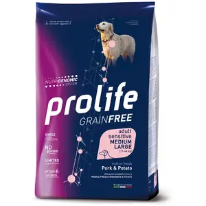 prolife - Grain Free Adult Sensitive Medium/Large au Porc et Pommes de Terre de 10 kg