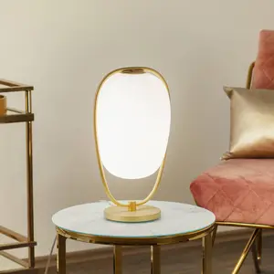 Comparateur de prix : Kundalini kdln Lampe de table Lannà, blanc/or, hauteur 40 cm, verre