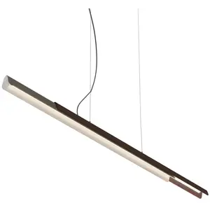 Kundalini kdln Suspension Dala linéaire, gris foncé/bois, 3 000 K 150 cm