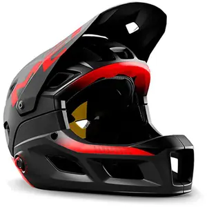 Casque avec mentonniere amovible met parachute mcr mips noir rouge mat brillant pas cher