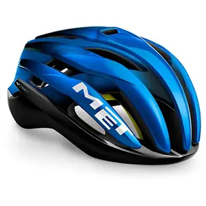 Casque MET Trenta MIPS bleu métallisé noir - S pas cher