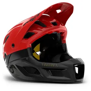 Casque avec mentonniere amovible met parachute mcr mips rouge noir pas cher