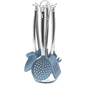 Ensemble de 6 ustensiles de cuisine en silicone avec support pierre go...