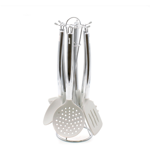Ensemble de 6 ustensiles de cuisine en silicone avec support en métal ...
