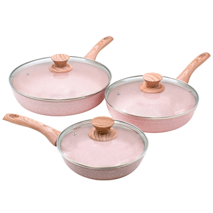 BISETTI Ensemble de 3 poêles antiadhésives en aluminium effet granit rose ston... pas cher