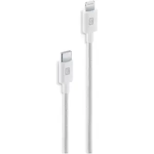 Câble de charge CELLULARLINE 1.5M USB-C vers Lightning tresse blanc pas cher