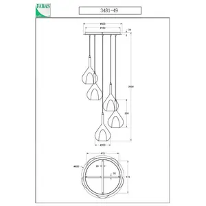Comparateur de prix : FABAS LUCE Lila Suspension, 5 sources lumineuses, 3481-49-362,