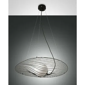 Comparateur de prix : Fabas Luce Lighting - Fabas Luce Homa Plafonnier Wire Frame en verre noir, E27