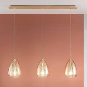 Comparateur de prix : Fabas Luce Britton suspension, à 3 lampes, ambre