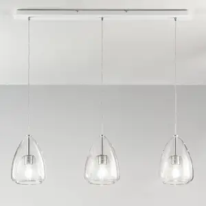 Comparateur de prix : Fabas Luce Britton suspension, à 3 lampes, transparent