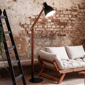 Comparateur de prix : Fabas Luce Sveva lampadaire en bois, noir/noyer