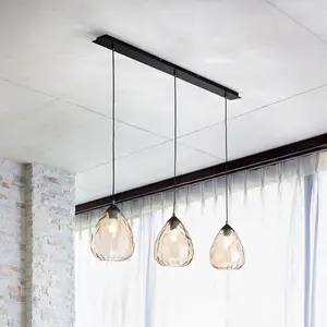 Fabas Luce Suspension Gisella, ambre, à 3 lampes, verre