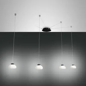 Comparateur de prix : Fabas Luce Suspension Arabella décentrée 4 lampes, blanche