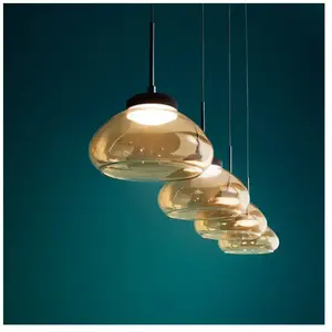 Comparateur de prix : Fabas Luce Suspension Arabella à 4 lampes en ligne, ambre