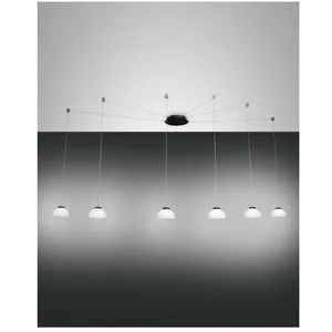 Comparateur de prix : Fabas Luce Suspension Arabella décentrée 6 lampes, blanche