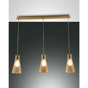 Comparateur de prix : Fabas Luce Lighting - Fabas Luce Dafne Plafonnier suspendu Straight Bar en verre ambré, E27