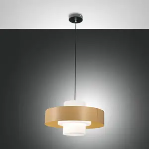 Comparateur de prix : Fabas Luce Suspension Loto, sable, Ø 45 cm, métal, verre, E27