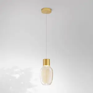 Comparateur de prix : Fabas Luce Suspension LED Lapo, 1 lampe, couleur cognac, Ø 16cm, verre
