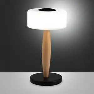 Comparateur de prix : Fabas Luce Lampe de table LED Elea, noir, hauteur 29 cm, verre, bois