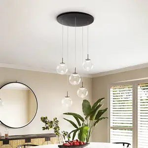 Comparateur de prix : Fabas Luce Suspension LED Ariel, 5 lampes, ronde, gradateur, CCT
